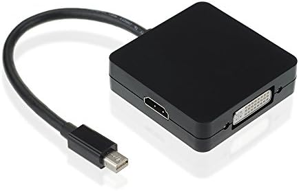 Mini DP Adapter, HaoDe 3-in-1 Mini DP to HDMI/DVI/VGA Adapter,Mini DisplayPort (Thunderbolt Port Compatible) to HDMI/DVI/VGA Male to Female Adapter DisplayPort 1.2 Version /Full HD 1080P, Black/White (Black)