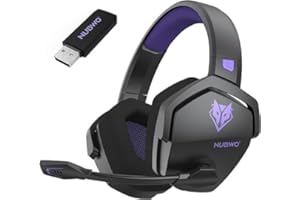 NUBWO G06 Cuffie Gaming Wireless per PC/Ps5/Ps4/NS/Mobile, 2,4GHz+5.3 Bluetooth,Cuffie Wireless con Microfono 7.1 Qualità Audio Senza Perdita di Bassa Latenza, Durata di Oltre 100+ Ore -Viola