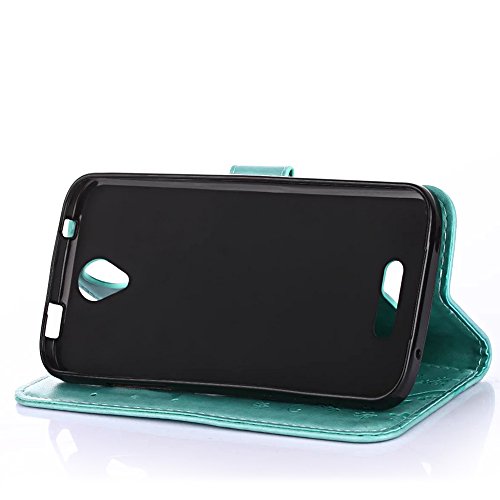 Doogee X6 / X6 Pro Hülle, SpiritSun Ledertasche Schutzhülle für Doogee X6 / X6 Pro Folio PU Leder Tasche Case Cover Bookstyle mit Standfunktion und Kredit Kartenfächer mit Staubstecker und Stylus Pen (Schmetterling und Blume, Grün) - 6