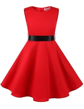 MUADRESS Mädchen Kleid Vintage Kinder Braumwolle 50 Jahre Blumenmädchenkleider