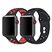 Price comparison product image KADES iWatch Strap 38mm, Breathable Soft Silicone Replacement Band Compatible for 38MM i Watch Series 2 Series 1 Series 3- Large (2-Pack, Black/Red, Black/Black)