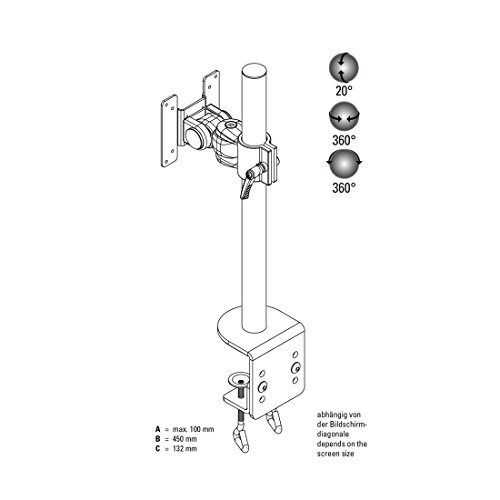 Hama Monitorhalterung Rotation (ergonomisch, stufenlos, höhenverstellbar, 2 Gelenke, neigbar, schwenkbar 360 Grad, Monitor bis zu 10kg, VESA 75×75, 100×100) Tischhalterung schwarz - 6