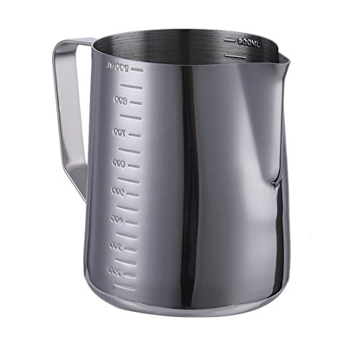 AIHOME 900ML Scalel Frothing Jug Stainless Steel Milk Pitcher, Cappuccino Milk Jug Perfect for Making Coffee, Latte & Cappuccino - Dish Washer Safe