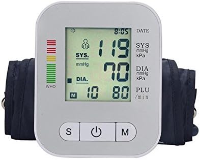 Arm Blood Pressure Monitor,Upper Arm Digital Monitor Automatically Measures Pulse Diastolic Systolic and Shows Hypertension level with Large LCD Display Screen , white