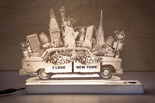 CREATIVA DIGITAL LAMPARA del Amor New York, Madera, Estampado, Unica