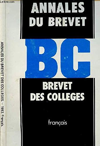 annales du brevet des colleges 1983 Français