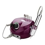 Belle Lila Elektrisch Nagelfeile Nagelfräser Set Maniküre Pediküre Fräser Maniküre Gerät Schleifgerät Nagelstudio Set 220V 30.000 RPM + 26 Stück Schleifbänder