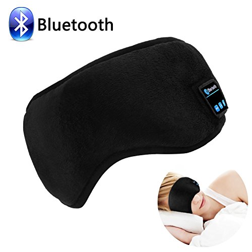 WU-MINGLU Sleep Eye Mask with Wireless Bluetooth Headphones, Bluetooth 4.1 Sleeping Stereo Eye Shades Headphone Handsfree Music Headset Earpiece Washable for Travel Siesta - Black