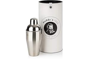 ‎BUDDY´S BAR Buddy´s Bar – Bar-Shaker „Classic“, hochwertiger 500 ml Shaker, Cocktailshaker, lebensmittelecht, spülmaschinenfest, inklusive Geschenkbox, Edelstahl poliert