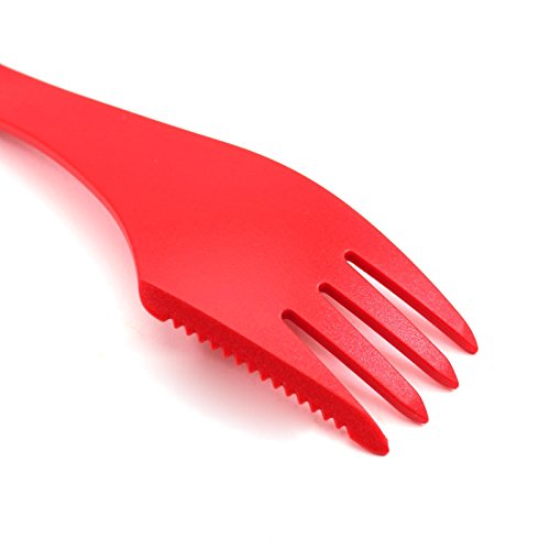 3 in 1 Löffel Gabel Messer Besteck Reisen Wandern Geschirr Besteck Spork Rot - 3