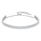 Swarovski Subtle Double Armband, weiss, rhodiniert