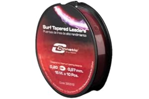 CINNETIC - Surf Taper Leader 10x15, Color Rojo, Talla 0.20-0.570 mm