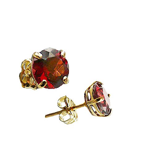 9ct amarillo creado Ruby 5 mm Juego de pendientes de tuerca redondo - piedras natales de piedra del mes