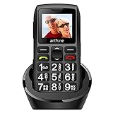 artfone Big Button Mobile Phone for Elderly,Upgraded GSM Mobile Phone With SOS Button | Talking Number | 1400mAh Battery | Dual SIM Unlocked | Torch Side Buttons | Bluetooth | Charging Dock(Black)