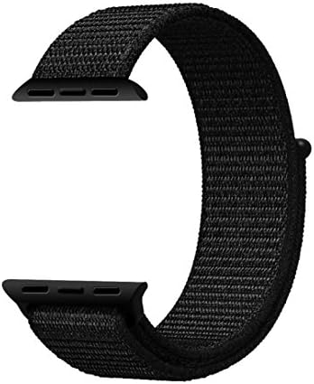 Esay Watch Sport Loop Band, Hook and Loop Fastener Adjustable Closure Wrist Strap Lightweight Breathable Nylon Replacement Band for Apple Watch Nike+, Series 3/2/1, Sport, Edition (42MM, Dark Black)