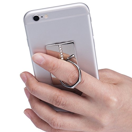 Universalstandplatz -Metallring -Halter, Washable & Reusable Ring Grip Bunker Ring Stent, Anti-Tropfen 360 Grad-drehender beweglicher Ring Grip Ständer für iPhone 5s 6 Plus SE Samsung Galaxy S7 Edge-S6 Kante Hinweis 5 und andere Handys (Silber) - 4