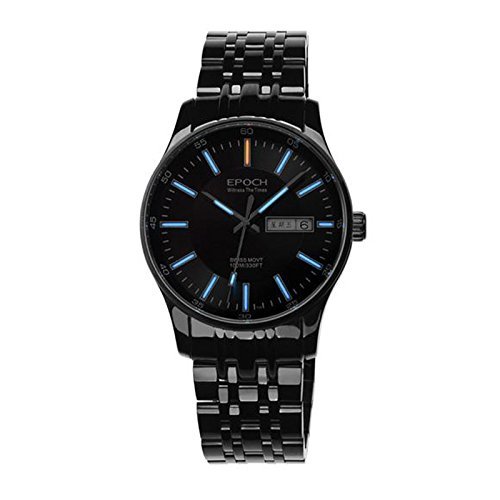 Epoch 6021G Armbanduhr Wasserdicht bis 100m Tritium-Gas blau beleuchtet, Schwarzes Zifferblatt Schwarzer Stahl, Business-Herren-Quarzuhr Epoch 6021G Armbanduhr Wasserdicht bis 100m Tritium-Gas blau beleuchtet, Schwarzes Zifferblatt Schwarzer Stahl, Business-Herren-Quarzuhr