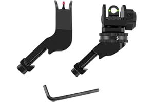 HWZ Fibra Ottica Tattica Offset a 45 Gradi Anteriore e Posteriore, mirino in Ferro, Transizione mirino in Fibra, Set di mirini in Ferro in Fibra Ottica di Backup BUIS