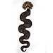 Body Wavy 20'' Pre Bonded Tipped Hair Nail Tip U-tip 100% of Real Remy Human Hair Extensions 100s 8 Colors 0.5g/s Beauty Popular Style (04 medium brown)