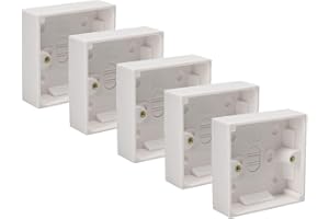 GENERIC Axiom Surface Mounted Back Box Pattress Single 1 Gang 25mm Deep Electrical Socket, White (5)