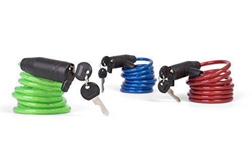 Gregster Fahrradschloss Set, Spiralkabelschloss Set fürs Fahrrad, auch als Familienschloss geeignet, 3 Schlösser – 6 Schlüssel – eine Schlosskombination, mehrfarbig - 6