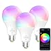 Produktbild DOOK Smart LED Lampen, Alexa WLAN Glühbirne E27 6.5W 500lm RGBW Dimmbar Licht 16 Millionen Farben Kein Hub Erforderlich Kompatibel mit Google Home IFTTT by Avatar Controls(3 Pack)