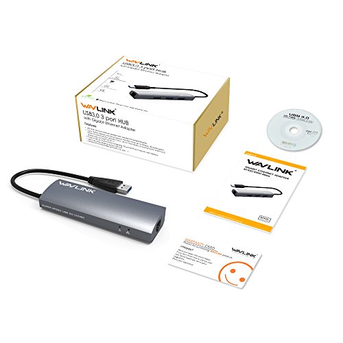 WAVLINK Aluminium 3-Port USB3.0 Hub mit Gigabit Ethernet-Anschluss für Macbook, Ultrabook, ChromeBook Pixel (Silber) - 6