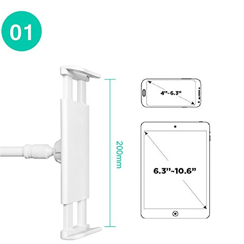 TOAOB Rosa 360 Drehen Handyhalter Desktop-Ständer 84-127cm Flexibel Langen Arm Schwanenhals Halterung Tablet Halterung für 4-10,6 Zoll Android und Apple Device - 2