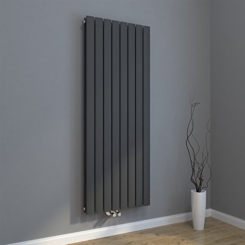 Design Flach Heizkörper 1600x616mm Antrazit Paneelheizkörper Vertikal Mittelanschluss Doppellagig - 8