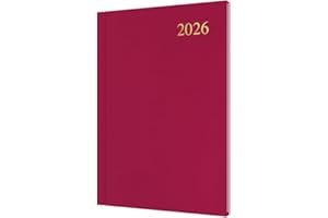 Collins - Essential - 2026 12 Month Calendar Year Planner, Week-To-View Diary, A5 Hard Cover - Maroon (ESSA53.78-26)