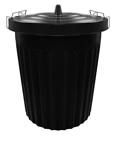 Large 100 Litre BLACK Plastic Bin Rubbish Waste Dustbin Animal Feed Seed Storage with Locking Lid