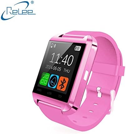 Relee Bluetooth Smart U8 Wrist Watch Phone Mate with Iphone Android Samsung HTC LG (Pink)