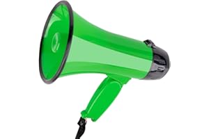 MyMealivos Tragbares Megafon Bullhorn 20 Watt Power Megafon Lautsprecher Sprach- und Sirenen-/Alarmmodi mit Lautstärkeregler und Gurt