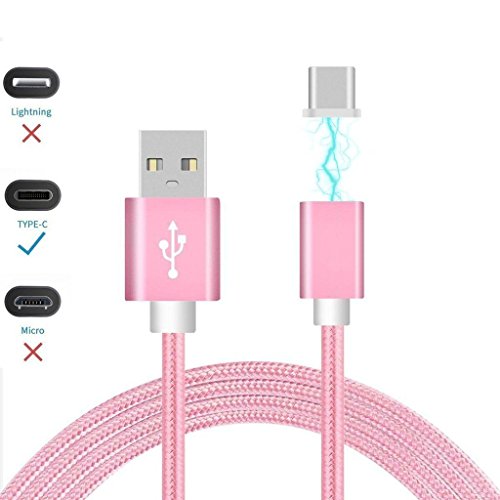 I-Sonite (Rose Gold Magnetic USB Micro USB Nylon Braided Fast Rapid Charging & Data Syc Transfer Cable with LED light Indicator For LG Volt F540