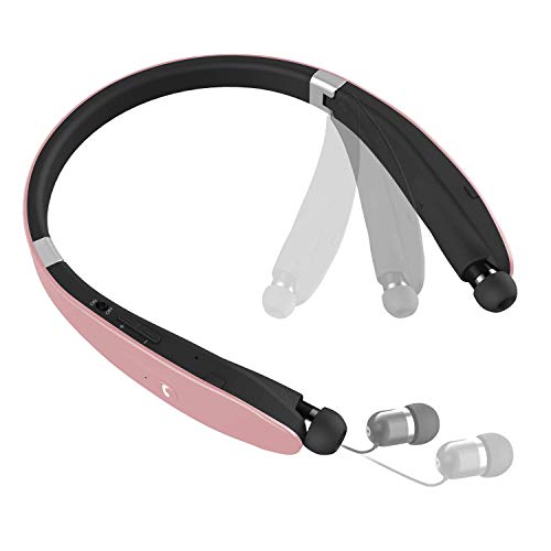 TeqHome Headphones BT 4.1 Stereo Foldable Headset with Microphone, Sports Neckband Earphones Sweatproof Noise Cancelling Stereo Earphones for Running Workout