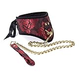 R-Wya Collar with Chain Faux Leather Neck Choker Cuff Leash Suit for Couples