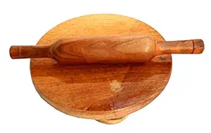 VG CRAFT Sheesam Wooden Rolling Pin 12in & Wooden Laminated Rolling Board 9.5in Roti Maker Chakla Belan Combo