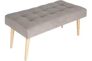 postergaleria Elegante Banco de Estilo Moderno con Cierre de Botones – Banco Acolchado de 45 x 90 cm (Plata)