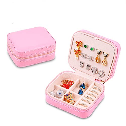 Preisvergleich Produktbild Schmuckkästchen Koffer und Aufbewahrung PU Schmuck Kleine Schmuckschatulle Tragbare Schmuckschatulle Verpackung Kleine Reißverschlusstasche Ohrringe Aufbewahrungsbox Geeignet für Züge, Hotels, Reisen