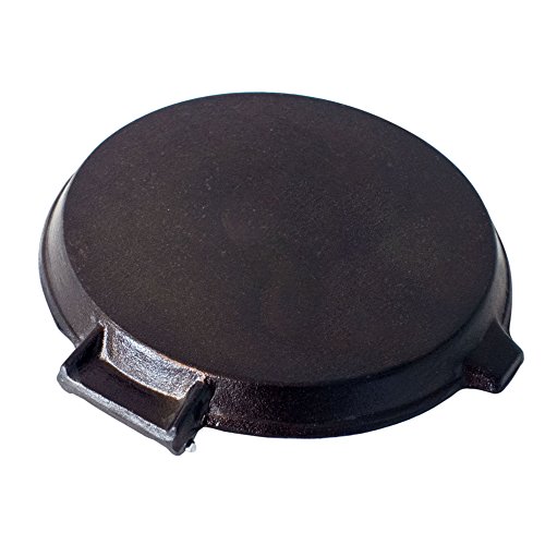 Big-BBQ Grill- und Steakpfanne aus Gusseisen | 22 cm mit festem oder klappbaren Holzgriff | Grillpfanne mit geriffeltem Boden oder als Bratpfanne mit glattem Boden und hohen Rand | fertig eingebrannt und sofort einsatzbereit | Ausführung: #4 Rund mit Klappgriff - 5