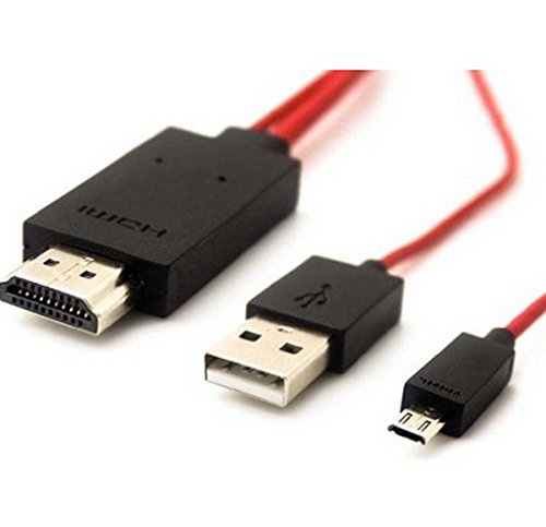 Original AKTrend® OTG & MHL HDTV Adapter Micro USB HDMI Connection Kit Für Samsung S5 , Galaxy SIV S4 GT-I9500 / I9505 LTE / I9506 LTE+ Samsung Galaxy S4 Active GT-I9295 , S3 I9300 I9305 LTE , Design: Diamond Edition rot/ schwarz - bulk