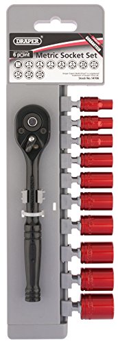 DRAPER Umlenkrolle B11 M/6pt/C/LE 1/10,2 cm SQ. DR. SOCKEL UND Ratsche Set (11 Stück)