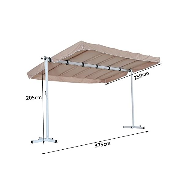 Outsunny Standing Awning Garden Outdoor Manual Canopy Sun Shade Wedding Event Shelter UV Blocker Aluminium Frame - Image 3