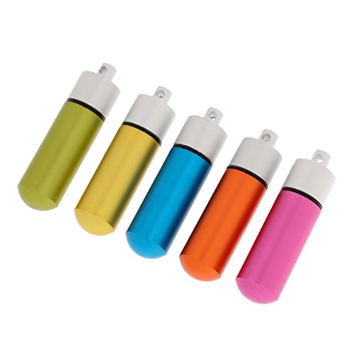 Preisvergleich Produktbild Gazechimp 5 Stück mini Pillendose aus Aluminium, Schraubverschluss Wasserdicht Outdoor Kleinteilen Behälter Kapsel, Schlüsselanhänger, mehrfarbig