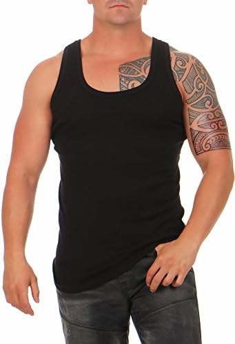 4, 8 or 12 men's classic ribbed vest, white tank muscle shirt, material: 100 % combed cotton -  Black - XX-Large