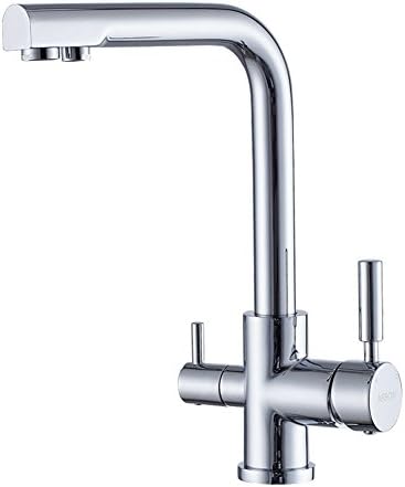 YIXINY Kitchen Tap Taps Brass 2 Handle 2 Holes Ceramic Valve 360 ° Rotation Hot and Cold Water Purification Tube Kitchen Sink Mixer Taps, Kitchen Taps