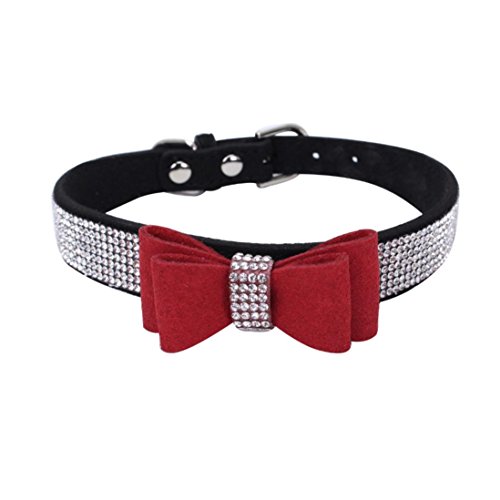 Preisvergleich Produktbild Haustier Halsband, erthome Vorzüglicher justierbarer Bowknot-Diamant-Hundewelpen-Haustier-... (M, Schwarz)