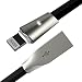 Produktbild Lightning Kabel, Aimus® PET verwicklungssicheres Ladekabel iPhone aus Zinklegierung 8 poliges Lightning LadeKabel mit LED Licht für iPhone X/ 8/ 7Plus /6S Plus/5S /iPad Mini 4/ Pro ios 10/11 (1.8 M - Schwarz)
