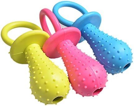 Startony Pet Dog Bite Resistant Rubber Pacifier with Bell Sound Puppy Molar Chew Training Toy,Set of 3
