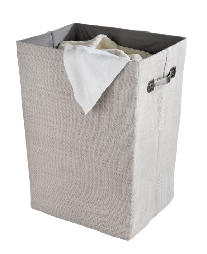 WENKO 2430015100 Wäschesammler Cool Grey - Wäschekorb, faltbar, Fassungsvermögen 63 L, Papierstoff, 40 x 53 x 30 cm, Hellgrau